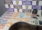Força Tática apreende R$ 9,1 mil em dinheiro e arma de fogo com suspeito de tráfico de drogas