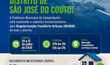 Prefeitura de Campinápolis realiza cadastro para regularização fundiária no distrito de São José do Couto